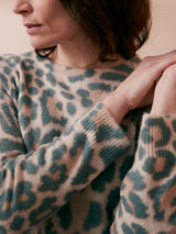 Soft brushed leopard fine knit sweater