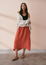 MARA LINEN SKIRT - TERRACOTTA