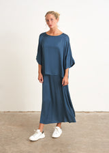 Blue relaxed satin top