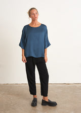Blue relaxed satin top