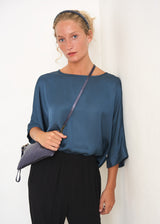 Blue relaxed satin top
