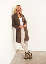 Brown wool blend long cardigan