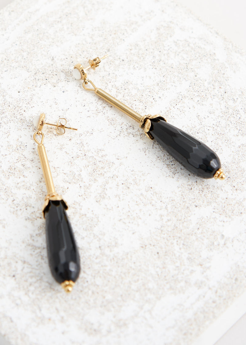 Gold and black art deco drop earrings