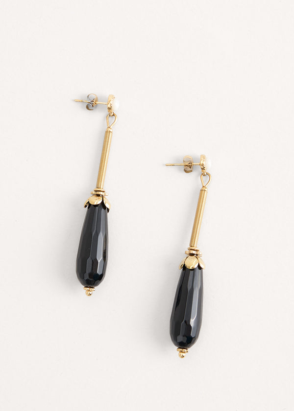 Gold and black art deco drop earrings