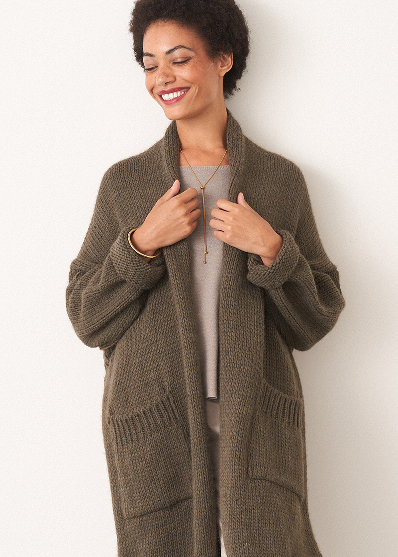 Khaki knit cardigan discount