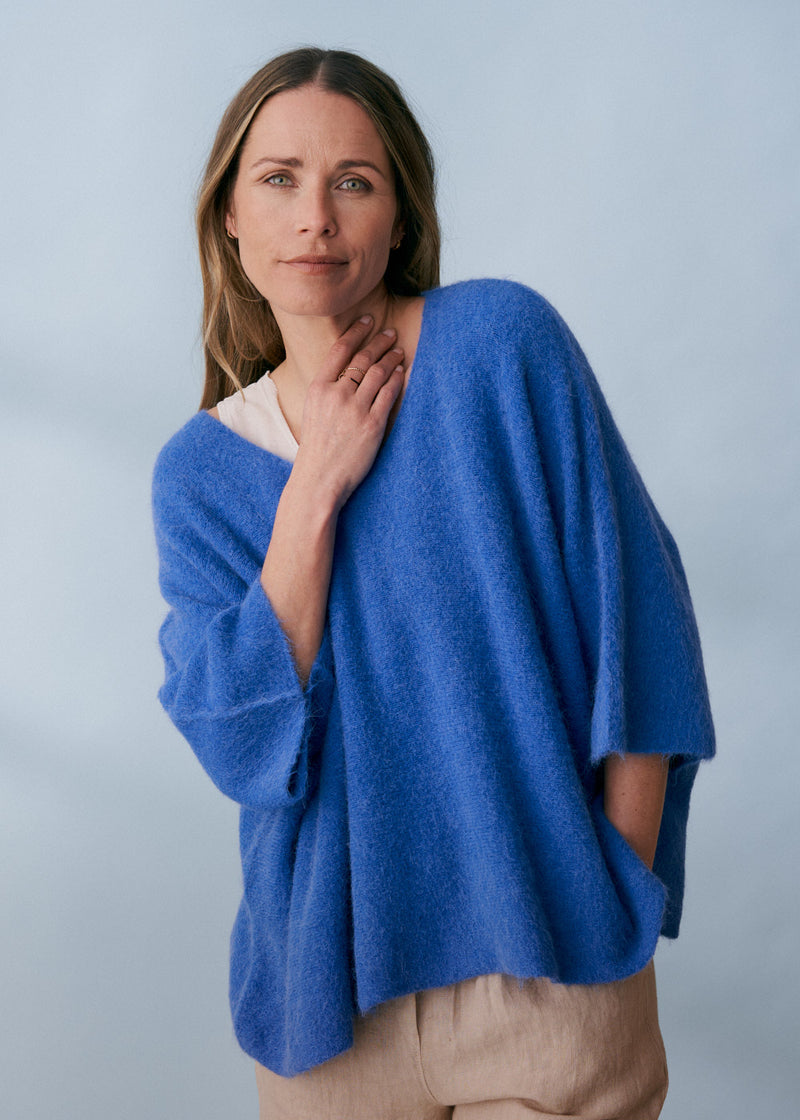 Bright blue cobalt oversized sweater