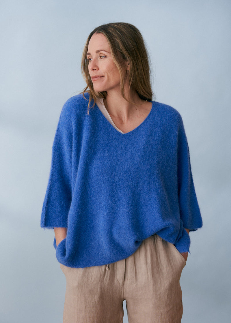 Bright blue cobalt oversized sweater