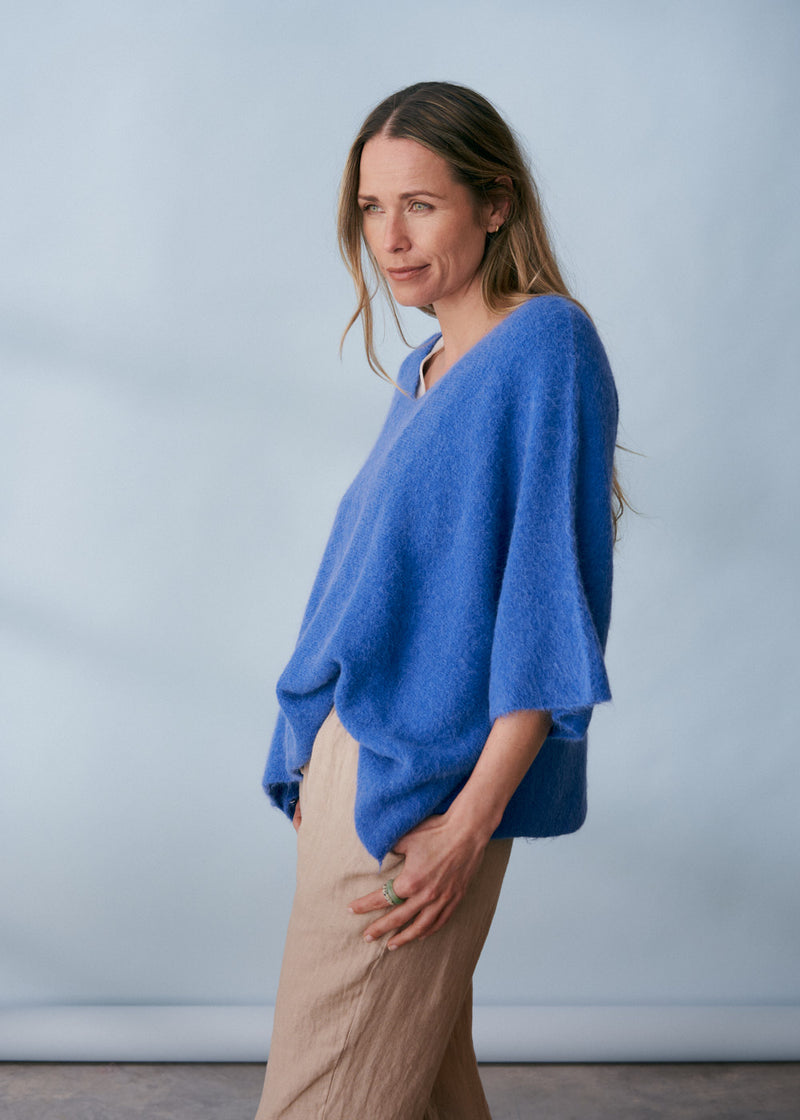 Bright blue cobalt oversized sweater