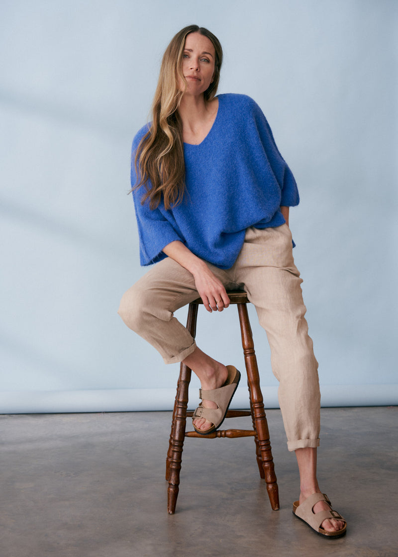 Bright blue cobalt oversized sweater