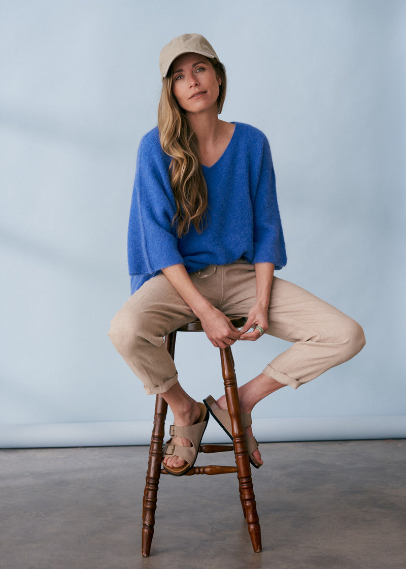 Bright blue cobalt oversized sweater