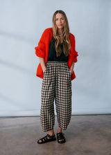 Tomato red open knit cardigan