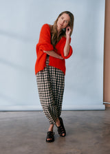 Tomato red open knit cardigan