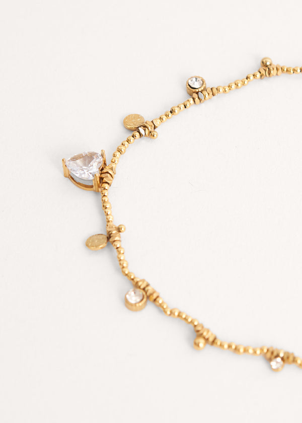 Gold chain necklace with crystals