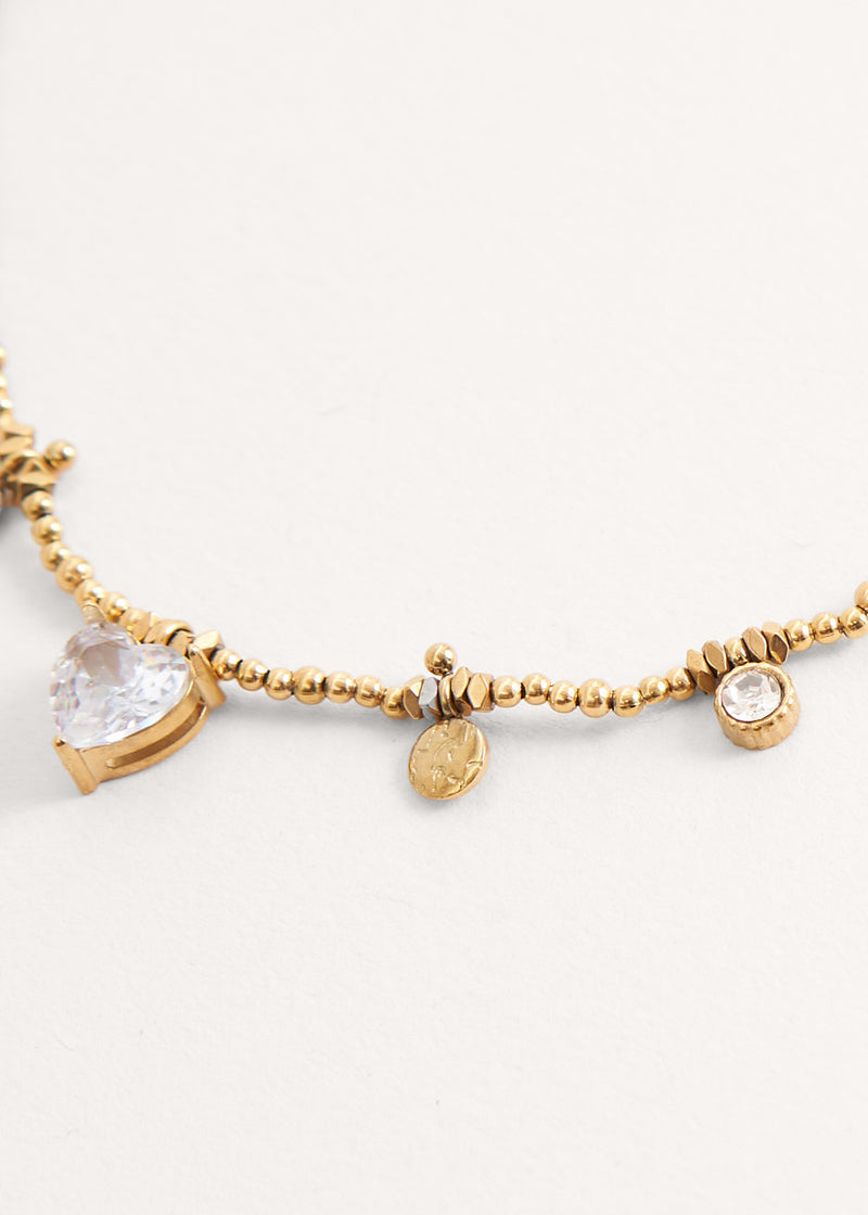 Gold chain necklace with crystals