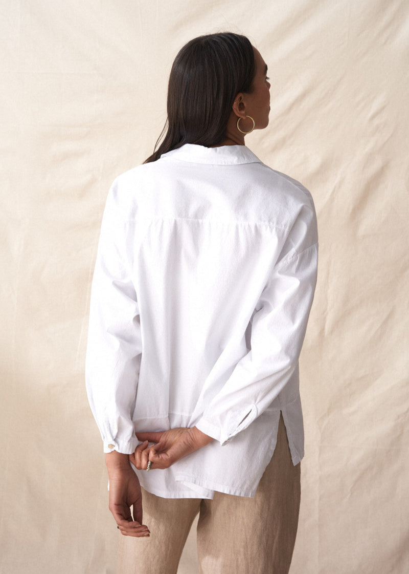 White boxy cotton shirt 