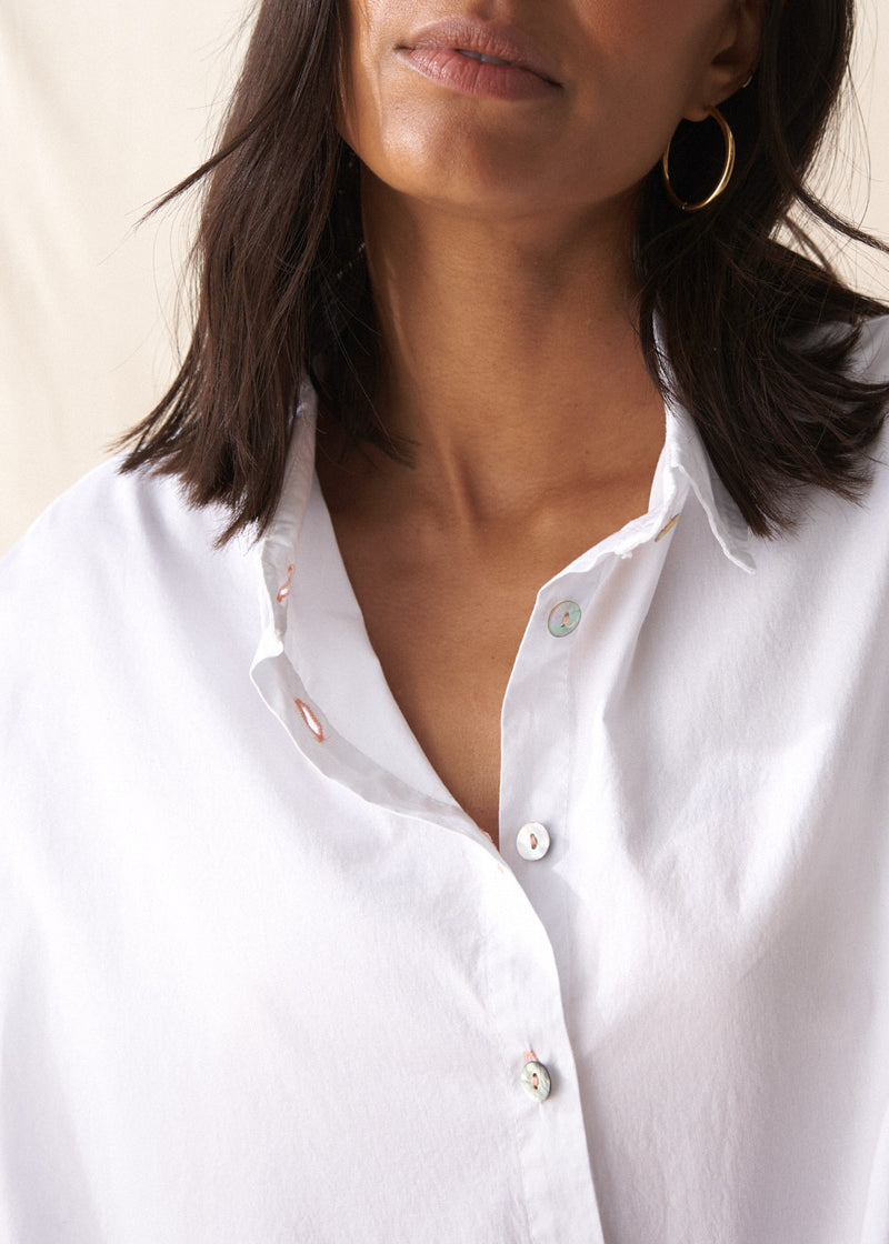 White boxy cotton shirt 