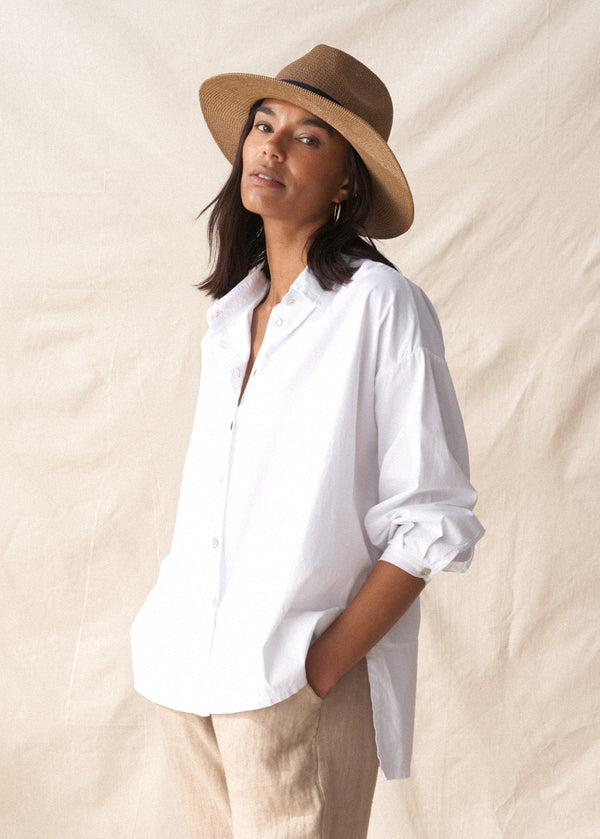 White boxy cotton shirt 