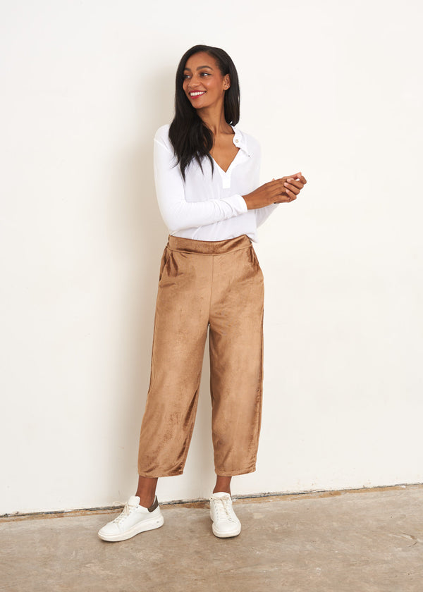 Golden brown velour trousers