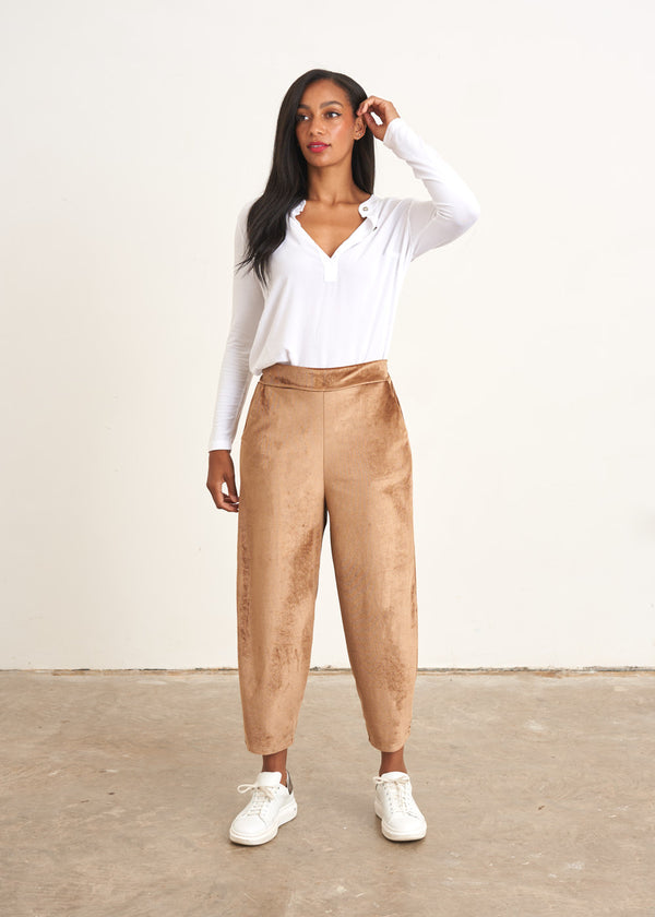 Golden brown velour trousers