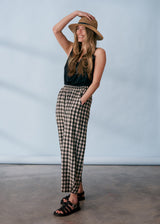 Khaki green check soft trousers 