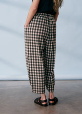 Khaki green check soft trousers 