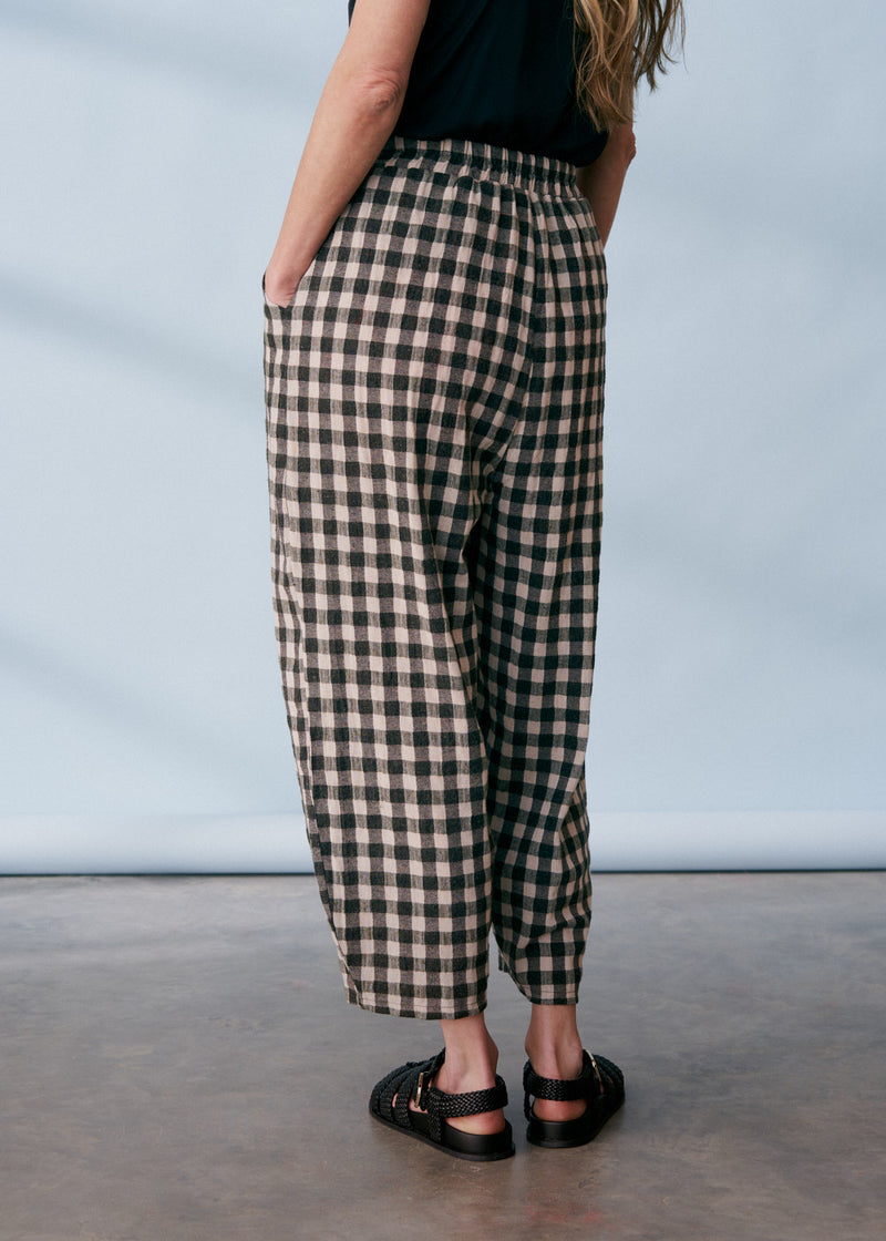 Khaki green check soft trousers 