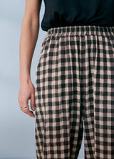 Khaki green check soft trousers 