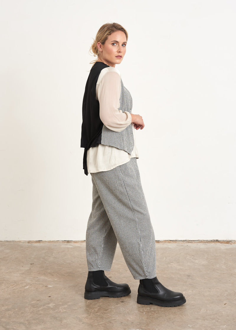 Grey and white check waistcoat