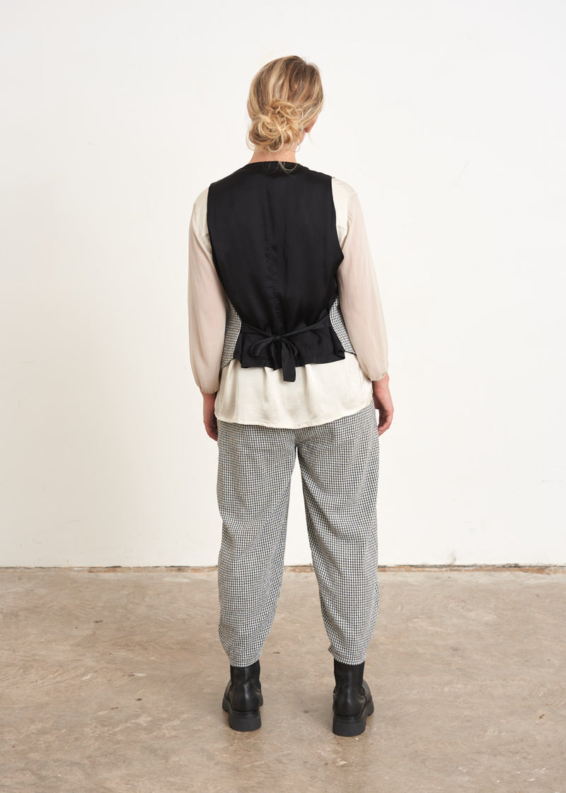 Grey and white check waistcoat
