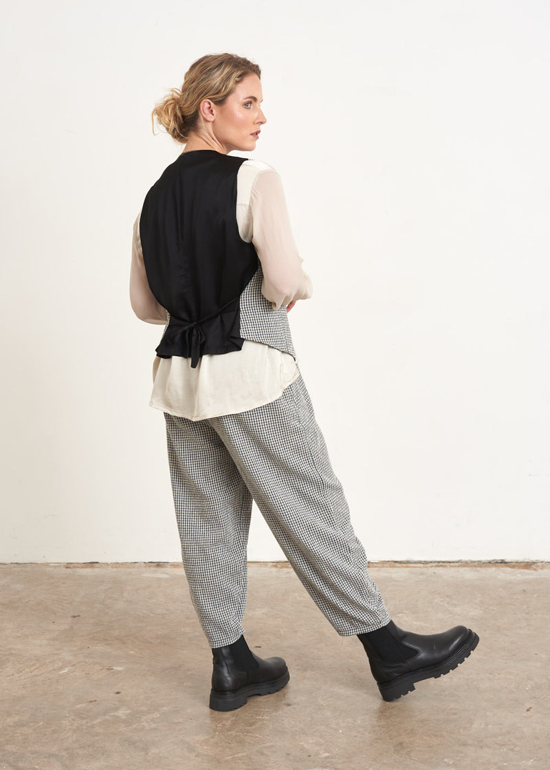 Grey and white check waistcoat