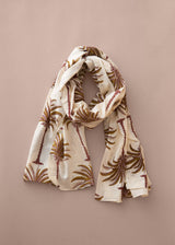 Cream and brown palm print scarf
