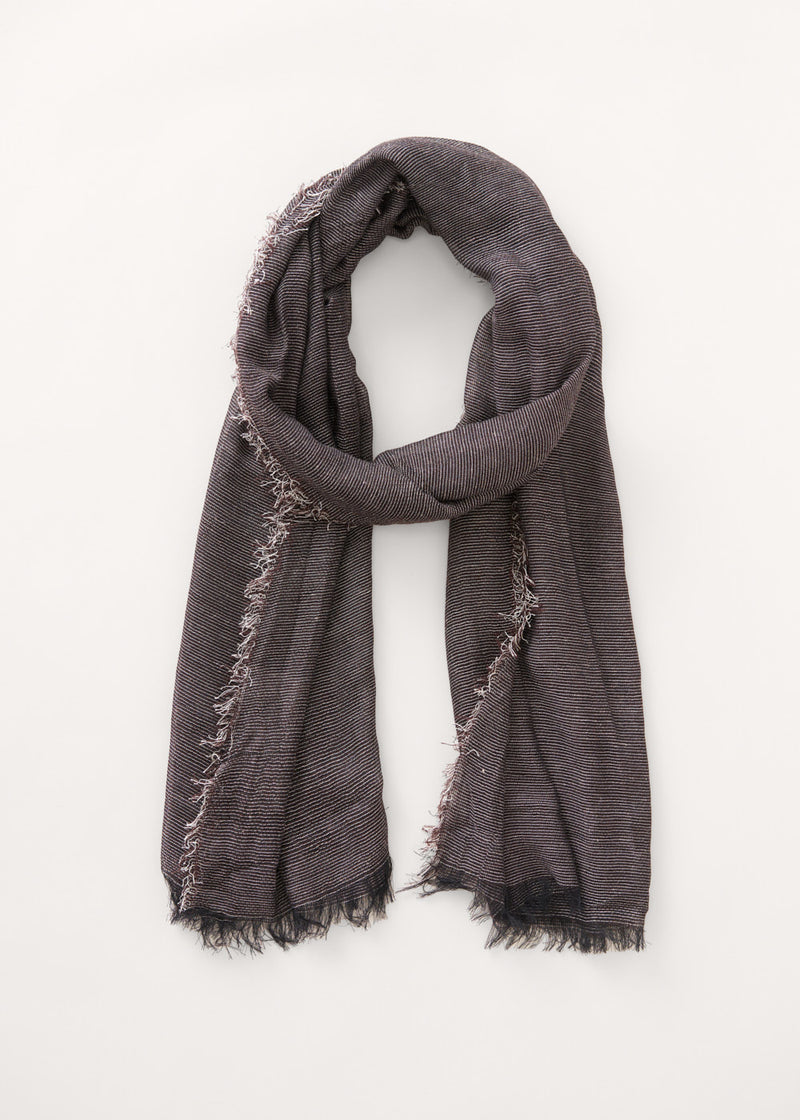 Dark brown raw hem edge scarf