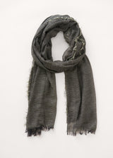 Dark green raw hem edge scarf