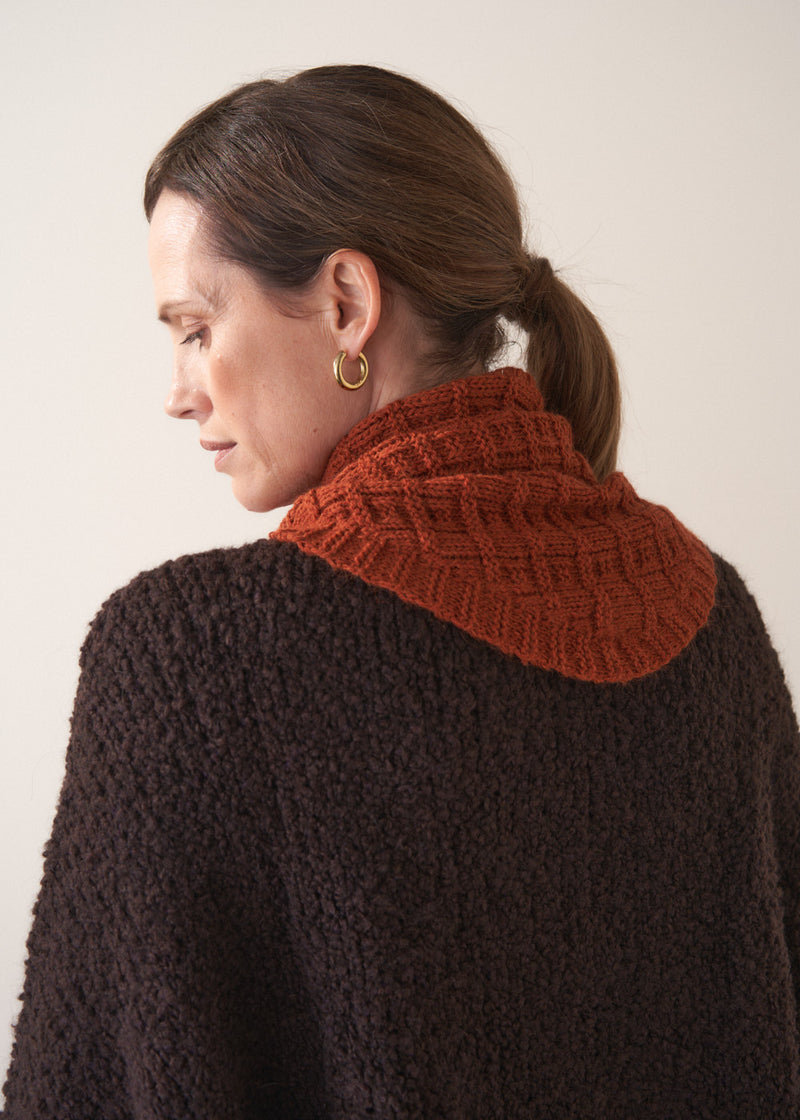 TRUDI KNIT NECKERCHIEF SCARF - TERRACOTTA