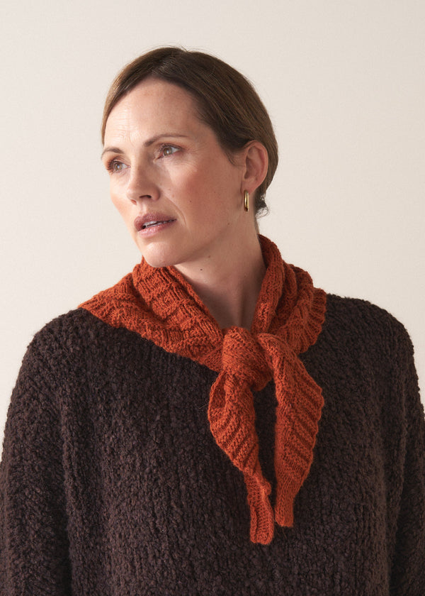TRUDI KNIT NECKERCHIEF SCARF - TERRACOTTA