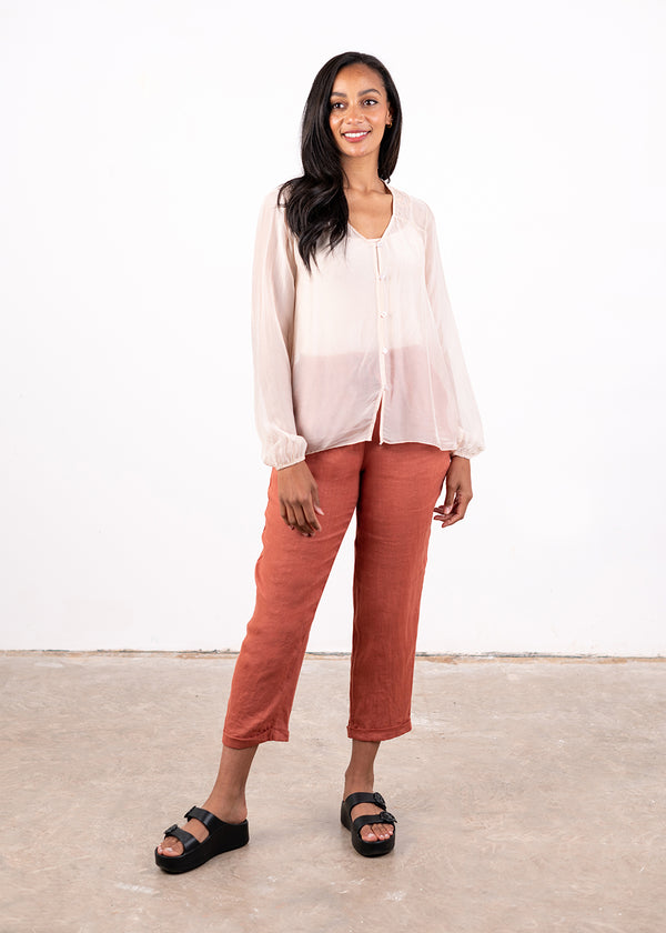 Embroidered blush pink shirt