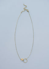 Gold connected circle pendant necklace
