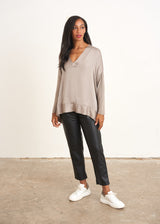 Beige satin swing top