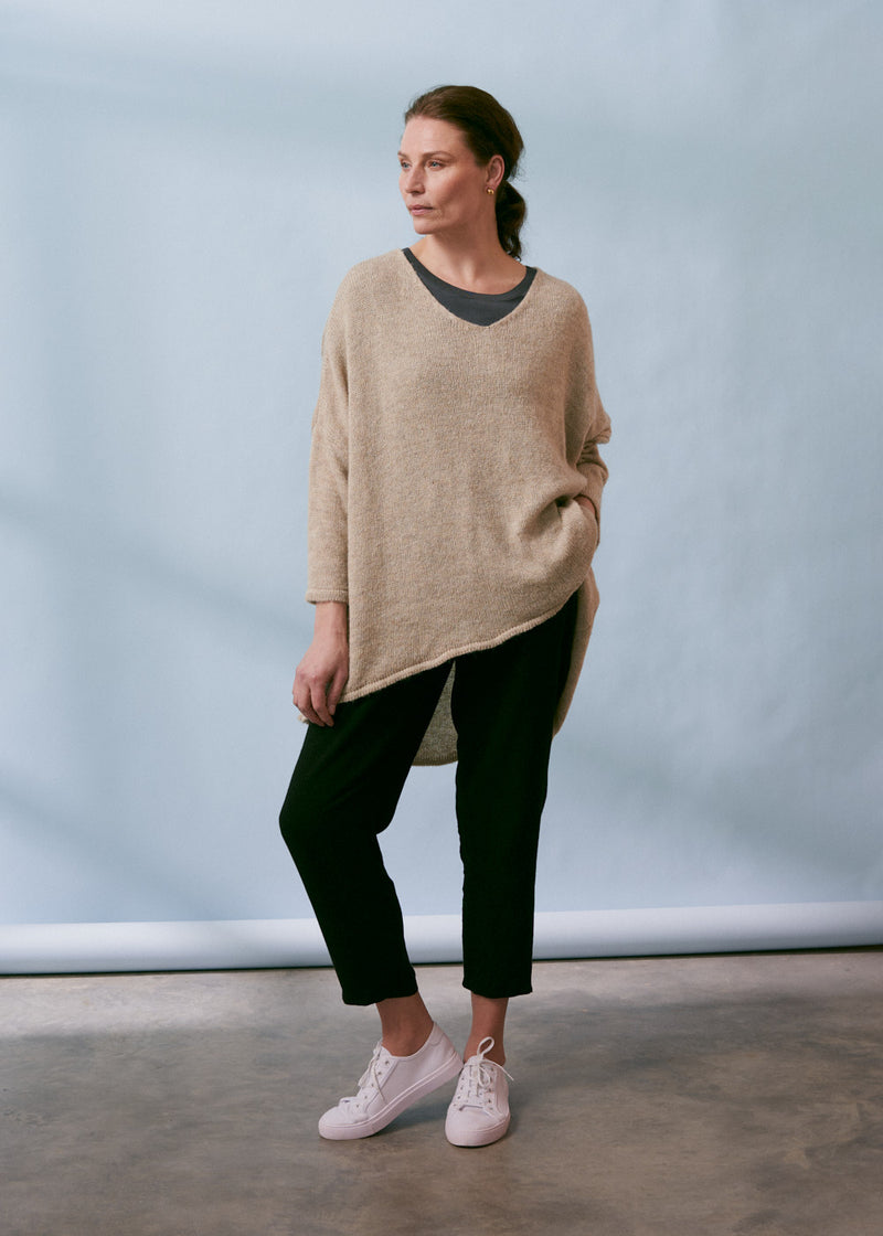 Oatmeal beige oversized knitted sweater
