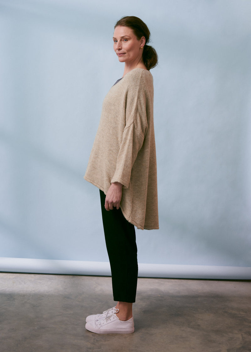 Oatmeal beige oversized knitted sweater