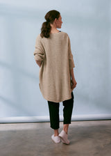Oatmeal beige oversized knitted sweater