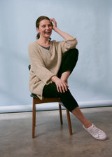 Oatmeal beige oversized knitted sweater