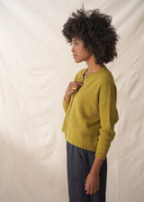 Olive green mohair cardigan