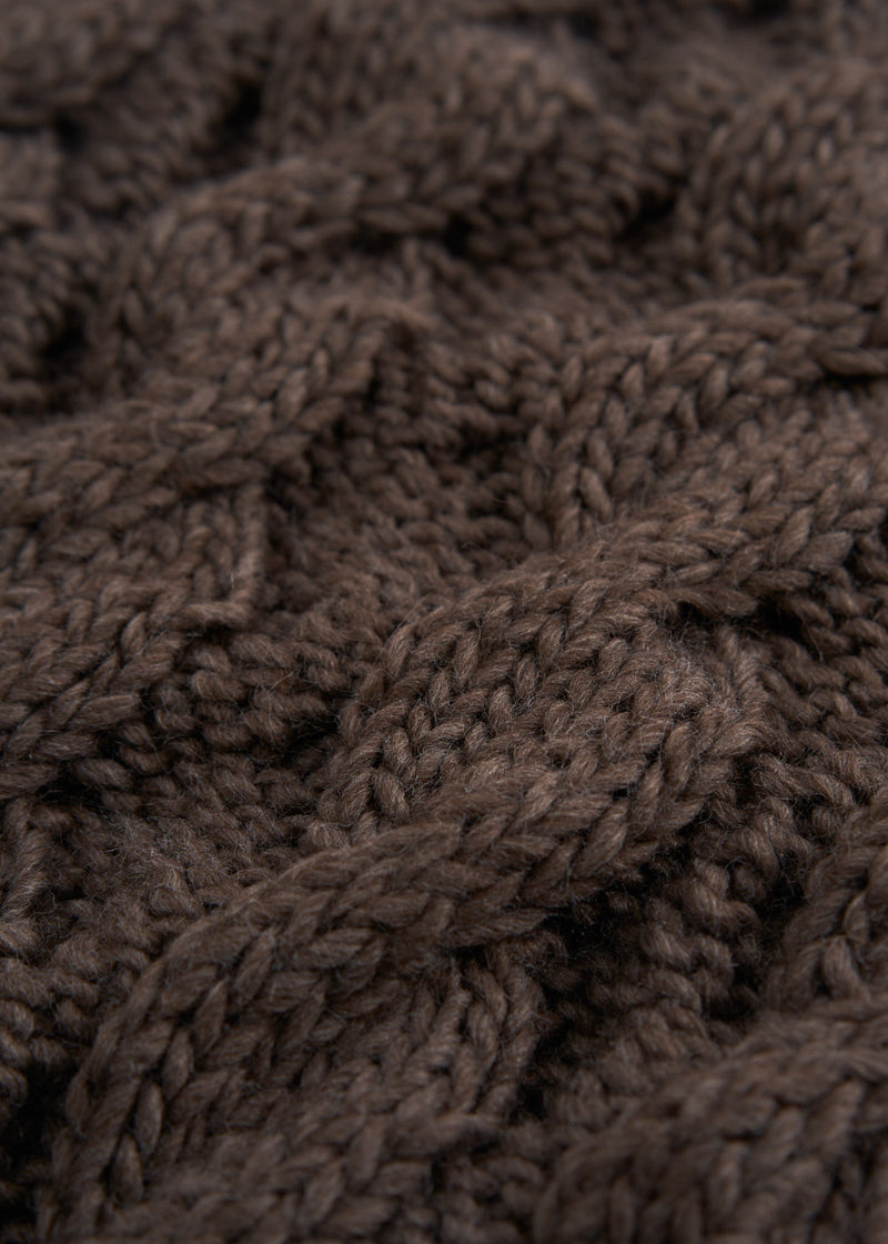 Dark brown chunky knit circle scarf