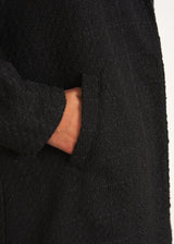 Black textured cocoon coat