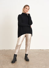 Champagne gold faux leather cropped trousers