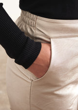 Champagne gold faux leather cropped trousers