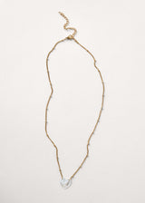 Gold minimal chain necklace with pearl heart pendant