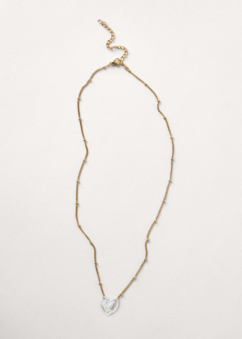 Gold minimal chain necklace with pearl heart pendant