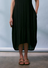 Black tulip skirt sleeveless dress